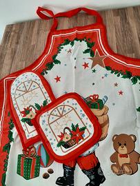 Presina, guanto e grembiule natalizi. Nuovi.