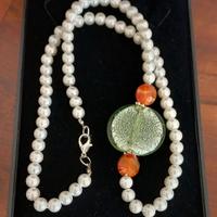 Collana perle con corniola e vetro Murano