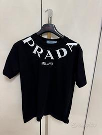 T-shirt nera logo prada cotone-260g taglia M/L
