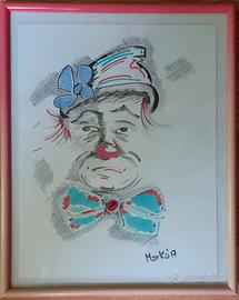 Clown disegno a mano firmato dall'artista