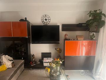 Parete attrezzata wenge e vetro e alluminio