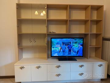 Libreria /Mobile TV cone vetrina e cassetti