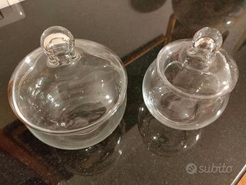 ciotola di vetro con coperchio - due
