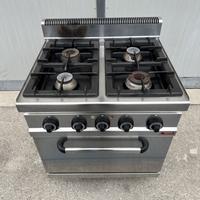 Cucina 4 fuochi inox con forno