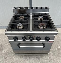 Cucina 4 fuochi inox con forno