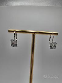 Orecchini Oro Bianco 18 Kt con Acquamarina