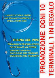 Terminale traina col vivo 2 ami scorrevole dentici