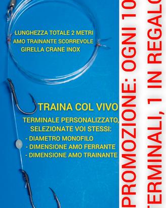 Terminale traina col vivo 2 ami scorrevole dentici
