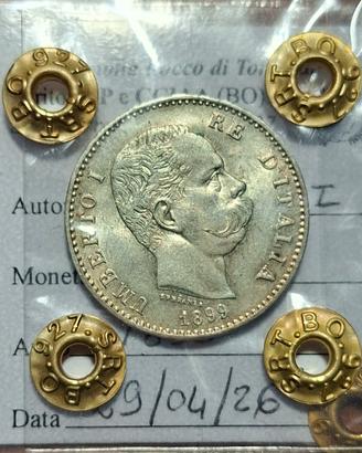 Moneta argento una lira 1899, Umberto I, FDC