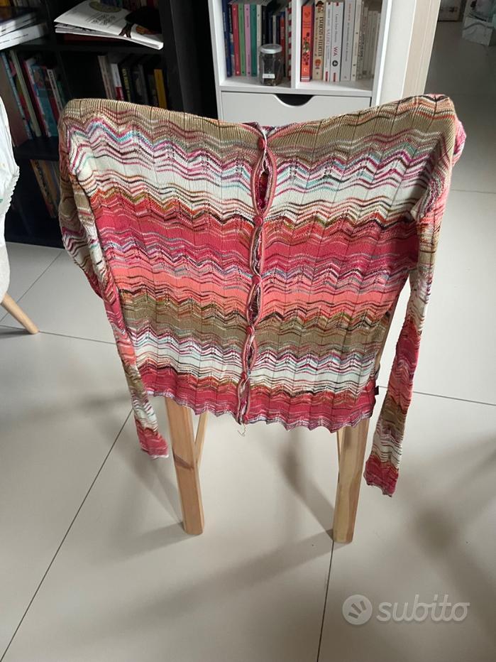 MISSONI カーディガン 46(XL位) なりかわ 赤x黄xピンク等(総柄) 【古着】【 