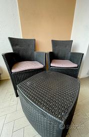 Poltrone e tavolino da giardino/terrazza