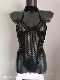Body donna sexy gotico semitrasparente elastico