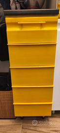 Cassettiera 5 cassetti Scavolini gialla USATA 