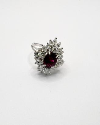 Anello oro18kt diamanti rubino naturale (D)