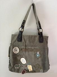 Borsa shopping colore verde militare