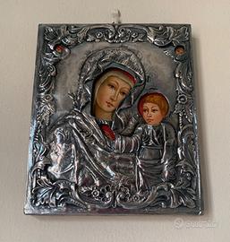 Icona Russa Madonna di Kazan Riza Argento 925