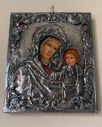 Icona Russa Madonna di Kazan Riza Argento 925