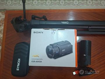 Videocamera sony+microfoni lavaliera+treppiede+