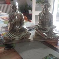 2 x Statue orientali laminato argento