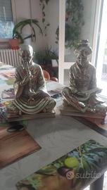 2 x Statue orientali laminato argento