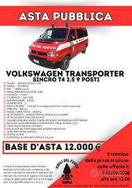 ASTA  PUBBLICA VWTRANSPORTER SINCRO T4 2.5 9 POSTI