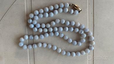 Collana vintage agata blu pizzo