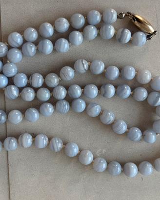 Collana vintage agata blu pizzo