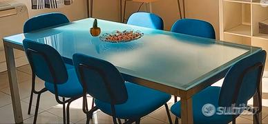 Tavolo da pranzo/scrivania in vetro opaco