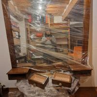 Grande specchio restaurato in legno antico 