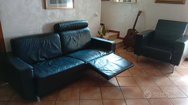 DIVANO PELLE NERA DOIMO + POLTRONA DOIMO
