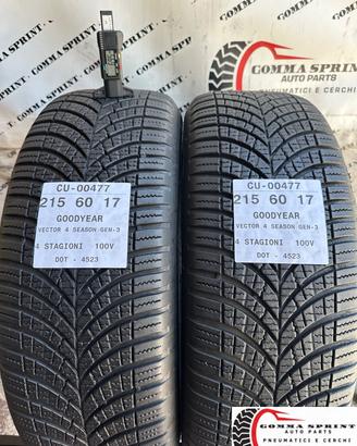 2 PNEUMATICI 215/60 R17 GOODYEAR 4 STAGIONI 85%