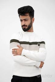 Maglione Uomo Elegante Bianco