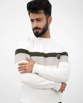 Maglione Uomo Elegante Bianco