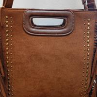 Borsa eco camoscio con frange 