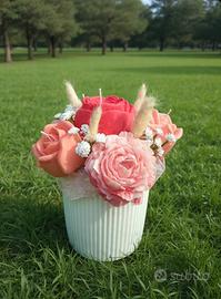 bouquet di fiori rosa in cera