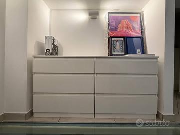 2 Cassettiere bianche 3 cassetti stile Ikea