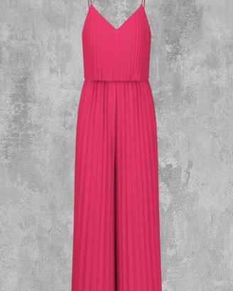 Tuta intera di marca donna fucsia plissettata