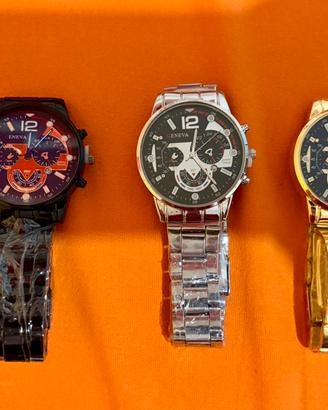 Tre orologi in acciaio da uomo