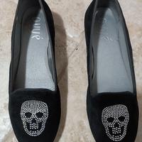 ballerine scamosciate nere con teschio