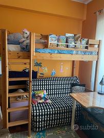 Letto sopraelevato Flexa con scrivania