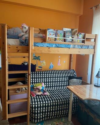 Letto sopraelevato Flexa con scrivania
