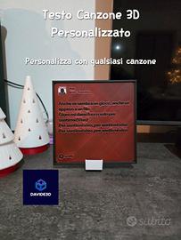 targhetta con testo canzoni spotify personalizzato