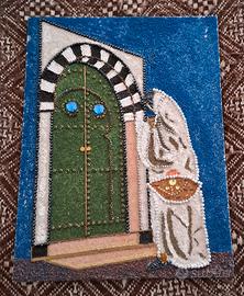 quadro decorativo, con perline, tecnica texture