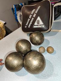 Bocce Bronzo Volo CAST d'Epoca e Borsa Caudera