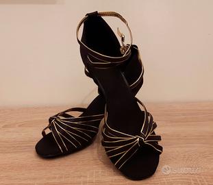 Scarpe donna da ballo n. 37 nuove color nero oro