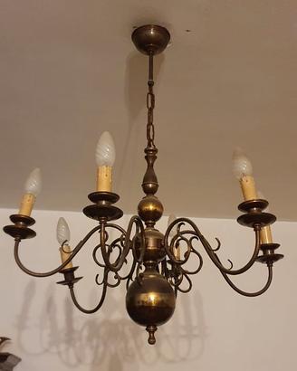 coppia di lampadari ottone stile barocco olandese