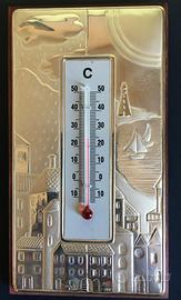 Termometro da parete in legno e argento 925