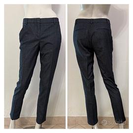 PESERICO Pantalone blu a fantasia spina di pesce