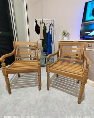 coppia poltroncine teak legno 