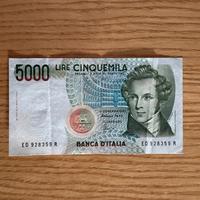 Banconota 5000 Lira V. Bellini 4 Gennaio 1985